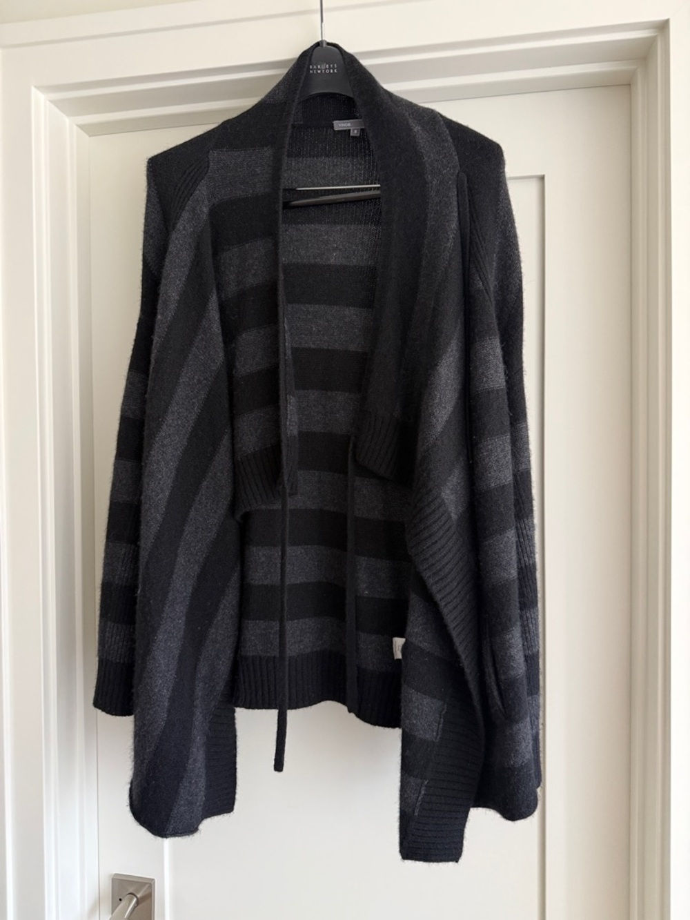 Vince Gray Striped Open Cardigan